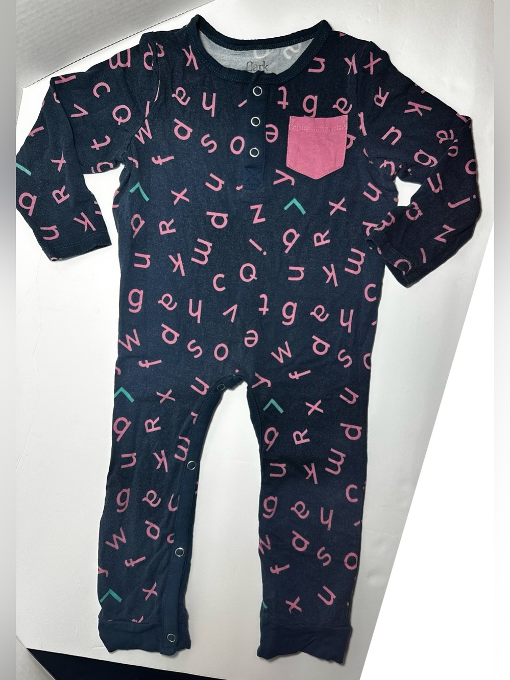 Lark One-Piece Bamboo Pajamas with Pink Alphabet ABC